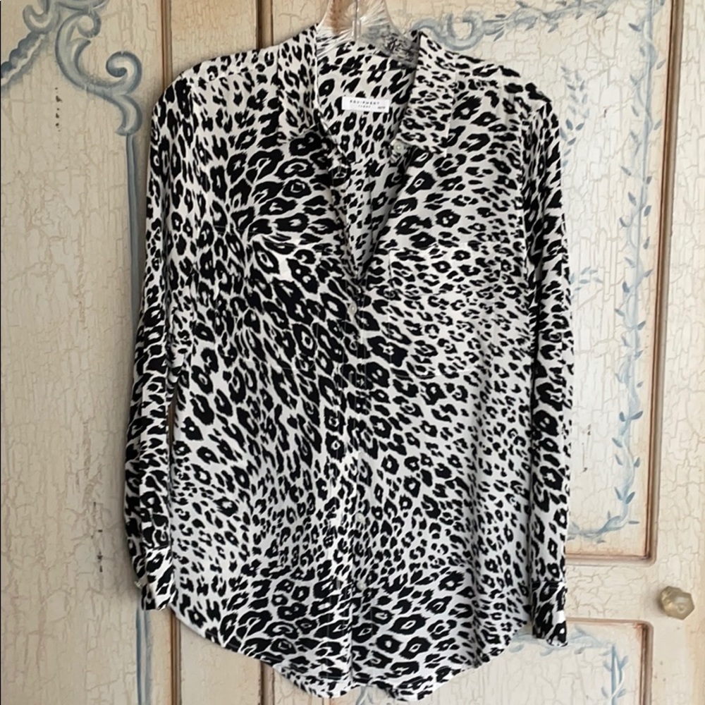 Equipment Femme animal print silk blouse XS